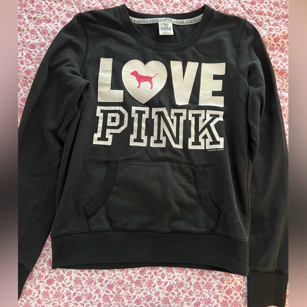 Y2K PINK Victoria's Secret Black Sweatshirt